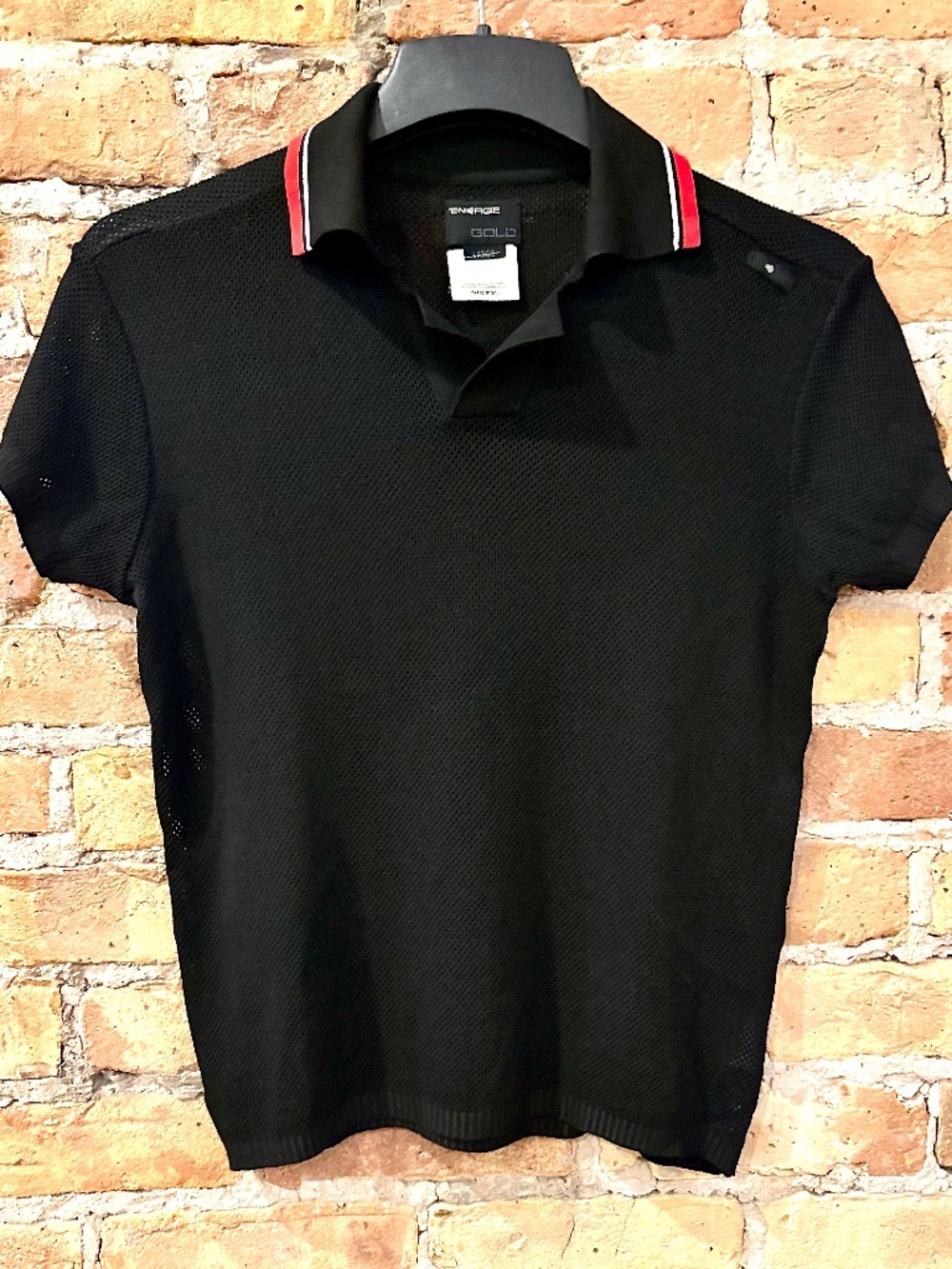 Vintage Energie Gold Mesh Buttonless Polo Shirt Made In Italy